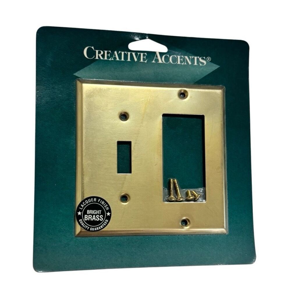 Creative Accents 2-Gang Steel Single Toggle/Rocker Wall Plate, Polished Brass